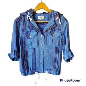 Jolt Shacket Women’s XS Cropped Hooded Bohemian Boho Snaps Pockets Jacket